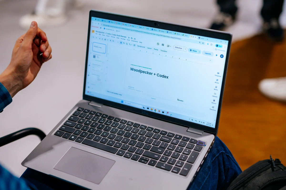 A GTM builder working on a Woodpecker and Codex presentation.